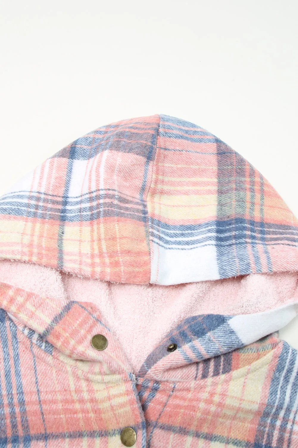 Women's Plaid Pattern Sherpa Lined Hooded Shacket