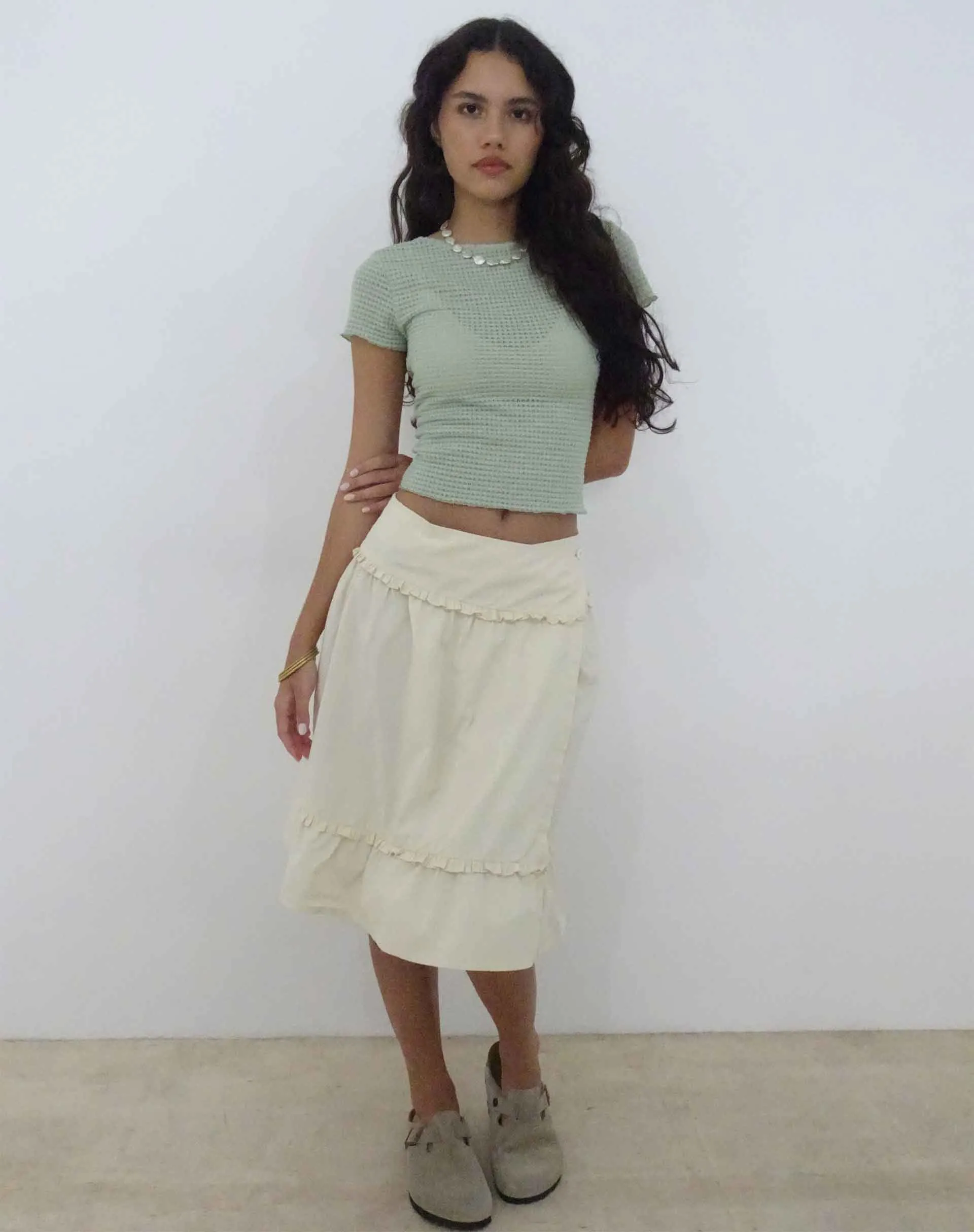 Xiwang Crop Top in Sage Textured Crochet