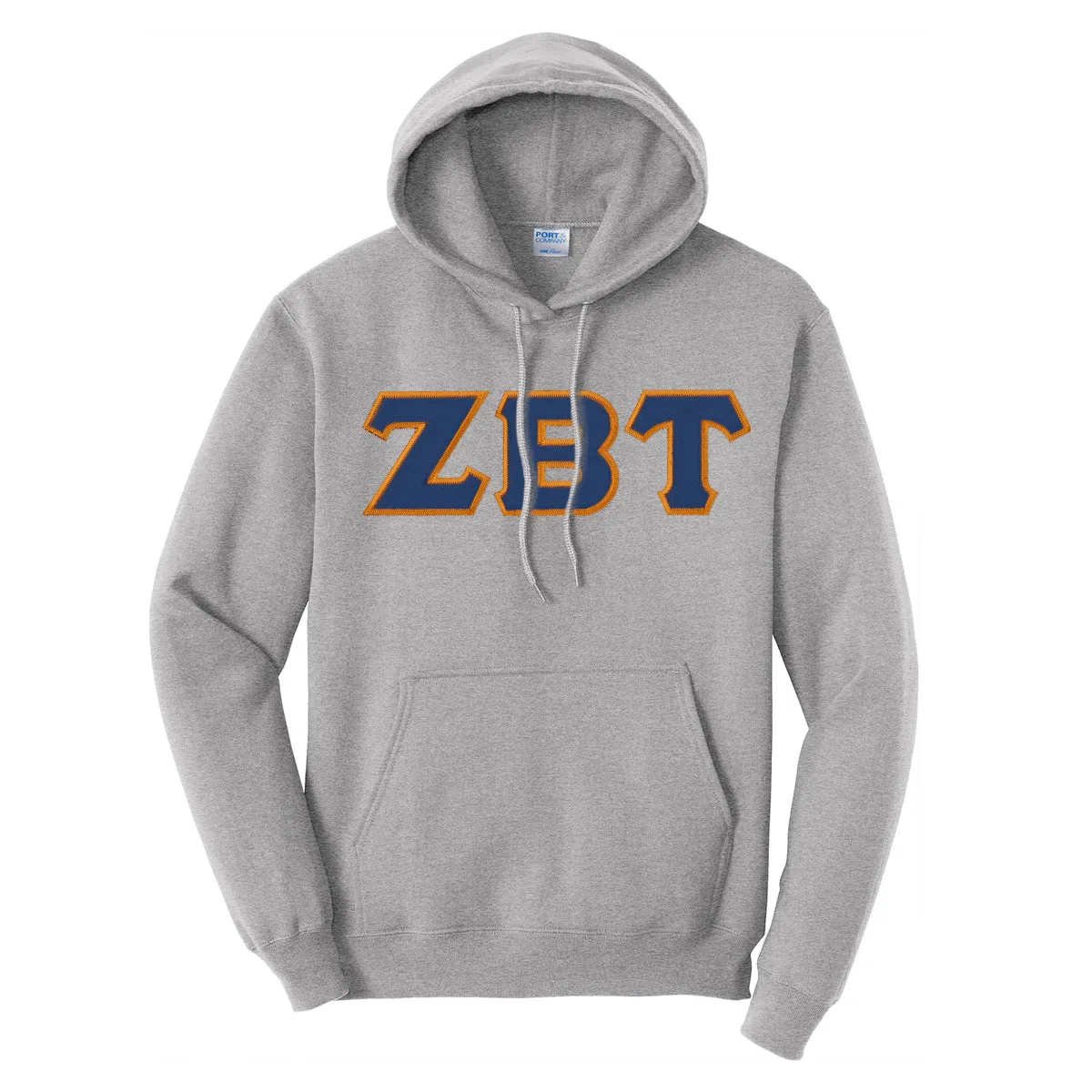 Zeta Beta Tau Heather Gray Hoodie with Sewn On Letters